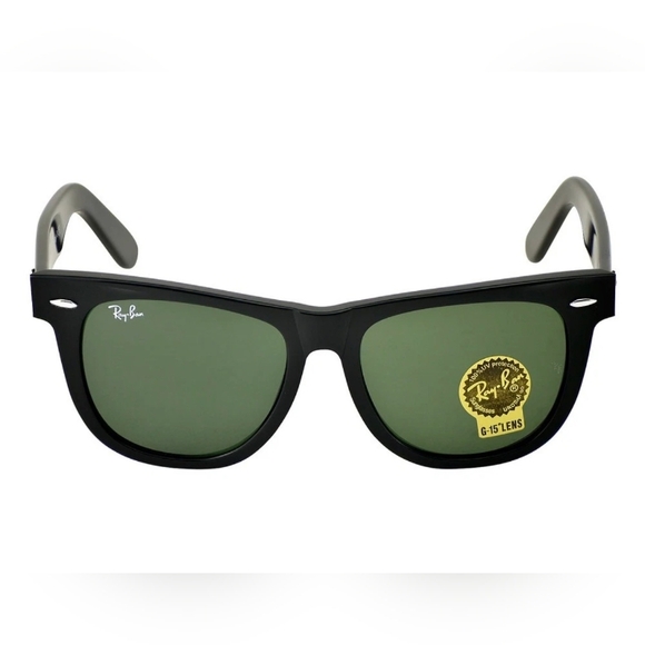 50mm Unisex New With Box Ray-Ban Wayfarer Black Frame Green Lens Sunglasses main image 6